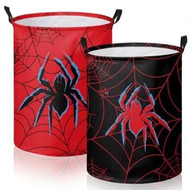 Imagem de Fiwochic 2 peças de cesto de roupa suja grande 43 x 34 cm, redondo, dobrável, organizador de brinquedos, cesto organizador de brinquedos com camada à prova d'água para armário, quarto, sala de jogos