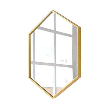 Imagem de Espelho de vestir criativo espelho decorativo de banheiro espelho de vaidade arte de ferro dourado montagem na parede espelho de banheiro espelho de maquiagem barbearia espelho decorativo (cor: