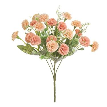Imagem de Cuiynice Flores artificiais 20 cabeças 1 buquê pequenos cravos lilás estilo europeu flores artificiais para arranjos florais domésticos (cor: C) (A)