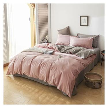 Imagem de Conjunto de duas peças de quatro peças bordado de algodão cor sólida capa de colcha de algodão simples roupa de cama (cor: 11 tamanho: 200 x 230 cm)