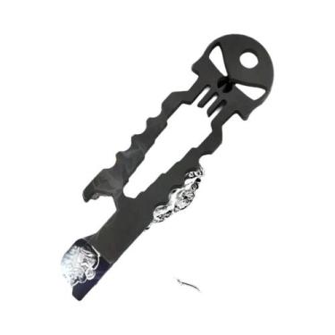 Imagem de Chaveiro EDC De Aço Inoxidável Com Cabeça De Caveira, Abridor De Garra