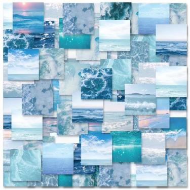 Imagem de Adesivos Com Padrão Paisagístico Azul, 46 Peças Para Caderno, Capa De 