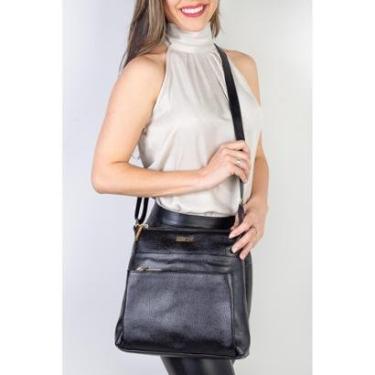 Imagem de Bolsa transversal de couro liso Giselle-Feminino