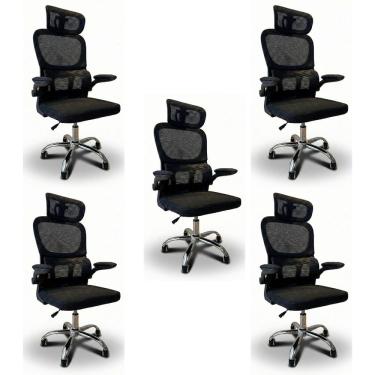 Imagem de Kit 5 Cadeiras de Escritório Diretor Oficial Atenas Preto