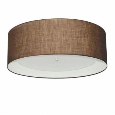 Imagem de Plafon Cilíndrico Md-3008 Cúpula Em Duplo Tecido 60x25cm Café / Branco - Bivolt