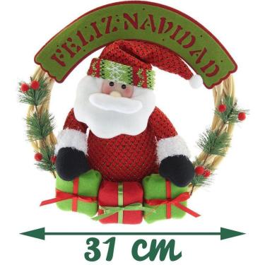 Imagem de Guirlanda Natalina Feliz Natal Em Madeira Papai Noel
