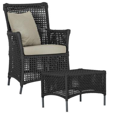 Imagem de Poltrona E Mesa Igapó Em Alumínio Preta Corda Náutica E7 Preto