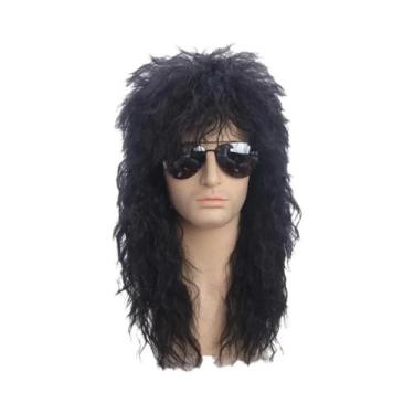 Imagem de Peruca Loira Punk Rockstar, Longa E Encaracolada, Estilo Mullet Para H