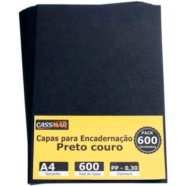 Imagem de Capa Para Encadernação A4 Preta Couro Fundo 600 Un - Cassmar 