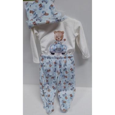 Imagem de Conjunto Plush Luxo Bebê Menino + Touca Lessa Kids B9268-Masculino