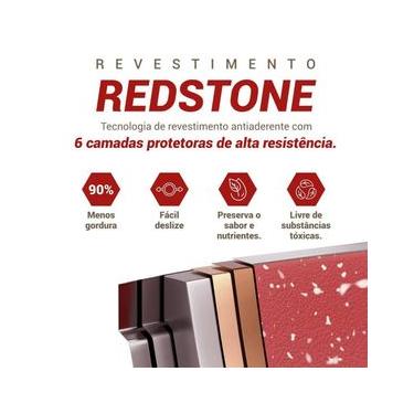 Imagem de Panela Philco PPN22A com Tampa de Vidro e Revestimento Antiaderente Redstone 22cm - Cinza e Vermelha