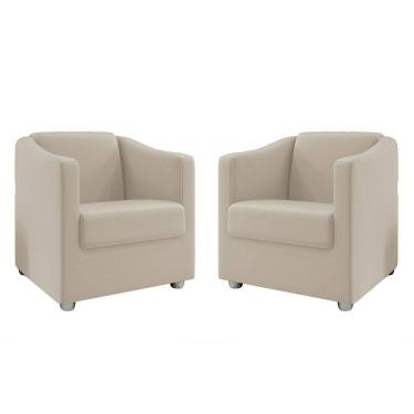 Imagem de Kit 2 Poltronas Decorativa Tilla Suede Bege Dal Poz Estofados