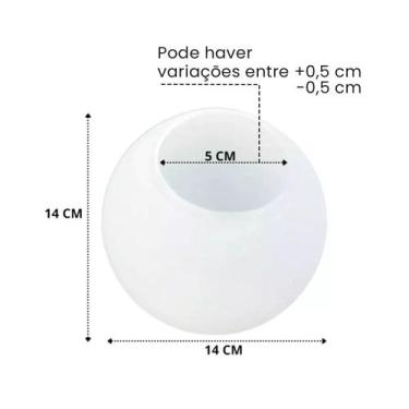 Imagem de Vidro Globo 14 cm Fosco Leitoso Reposiçao Para Luminaria De Mesa Pende