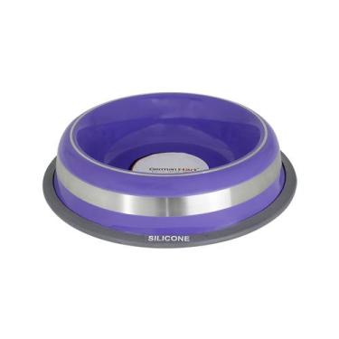 Imagem de Tigela Anti-formiga Inox Para Cães e Gatos Pet 850 ml Roxo - GERMANHAR