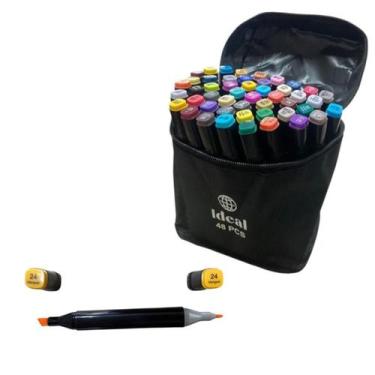 Imagem de Estojo Com 48 Canetas Hidrográficas Para Colorir E Desenhar - Ideal