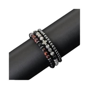 Imagem de Conjunto De 3 Pulseiras Masculinas De Pedra Natural: Hematita, Olho De