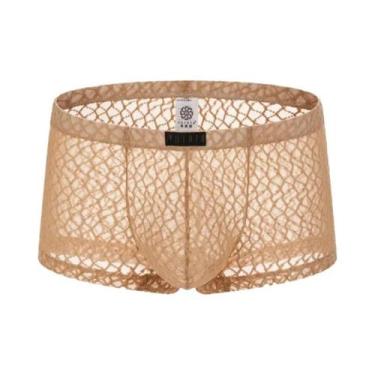 Imagem de Cuecas Boxer Masculinas Sexy Transparentes De Renda Com Bolsa U Respir
