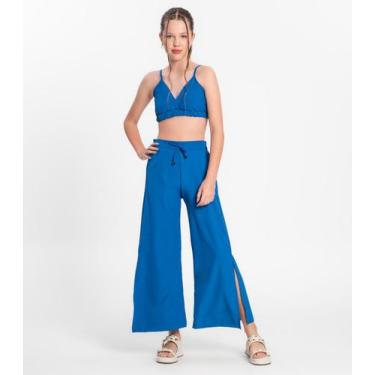 Imagem de Calça Juvenil Feminina Em Crepe Light Minty Azul, Azul, 16