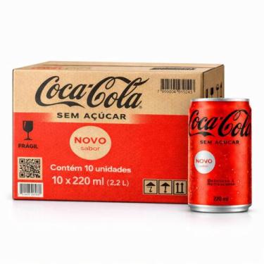 Imagem de Kit 10 Refrigerante Coca Cola Sem Açucar Lata 220Ml - Coca-Cola