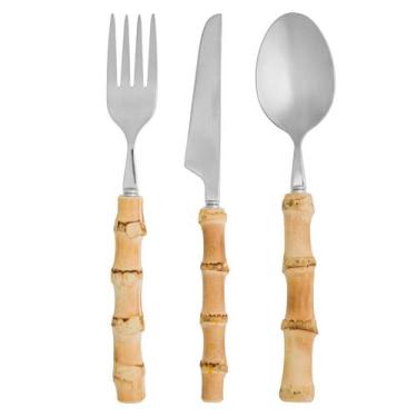 Imagem de Faqueiro 12 Peças com Cabo de Bambu Wolff Tulum Aço Inox