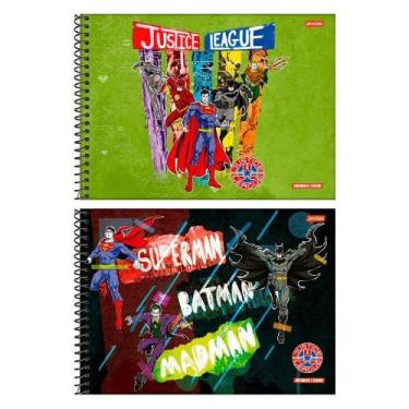 Imagem de Caderno Cartografia Espiral Jandaia Capa Dura Liga da Justiça 80 Folha