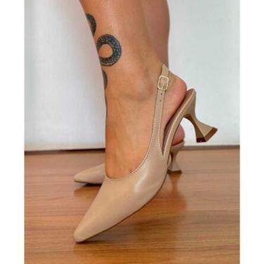Imagem de Scarpin Slingback Salto Taça Feminino Bico Fino Elegante Confortável M