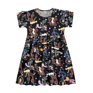 Imagem de Vestido Infantil Manga Curta Dance Preto Alakazoo-Feminino