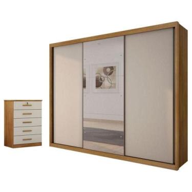 Imagem de Guarda Roupa Casal Palazzo Com Espelho E Gaveteiro Suiça Cumaru 25 Fen
