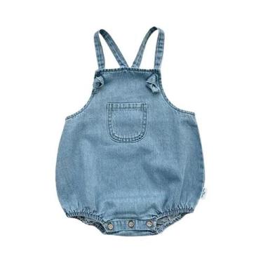 Imagem de Macacão Sem Mangas Para Bebê Menino E Menina, Estilo Cowboy, Cor Sólid