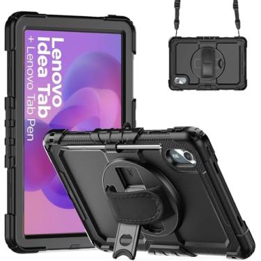 Imagem de Junfire Capa de transporte à prova de choque para Lenovo Idea Tab 11 (2025)/Tab K11 Gen 2/Xiaoxin Pad 11 / Tab M11 Lenovo 11 polegadas capa com suporte giratório de 360°/alça de mão, protetor de tela