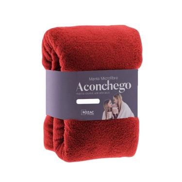 Imagem de Cobertor Manta Microfibra - Casal - Liso - Vermelho - 1,80m x 2,20m - Rozac