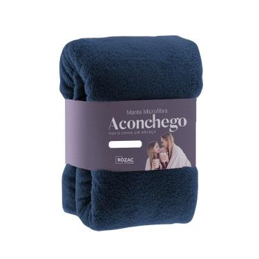 Imagem de Cobertor Manta Microfibra - Casal - Liso - Marinho - 1,80m x 2,20m - Rozac