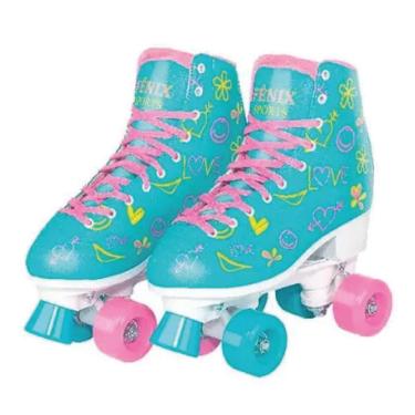 Imagem de Patins Fenix 4 Rodas Roller Skate Ajustável Azul Fenix 31 - 34