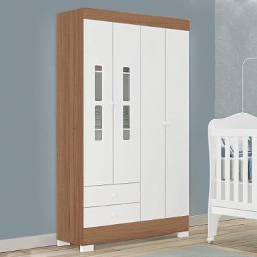 Imagem de Guarda Roupas Infantil Jade 100 MDF 4 Portas 2 gavetas e Kit de Pés - 