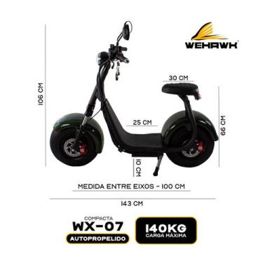 Imagem de Scooter Elétrica WX7 Bicicleta Autopropelido 1000W Bateria Lítio 60V 2