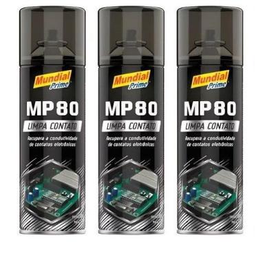 Imagem de Kit 3 Limpa Contato Spray MP80 Elétrico Elétronico 300ml Mundial Prime