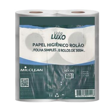 Imagem de Papel Higiênico HLX300 Rolo Luxo Folhas Simples 8X10X300M Milclean, Br