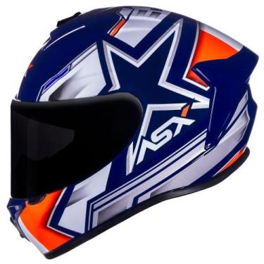 Imagem de Capacete Asx Draken Pilot Brilho Azul Branco Vermelho, 60/l