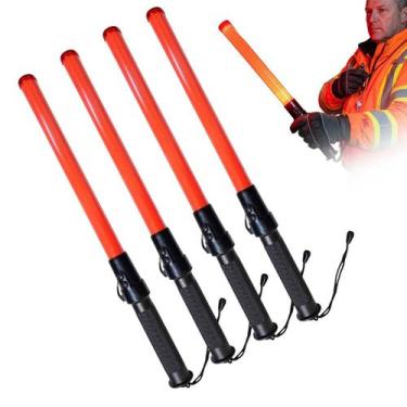 Imagem de Bastao Sinalizador LED Apito Kit 4 Viario Balizador Emergencia Transit