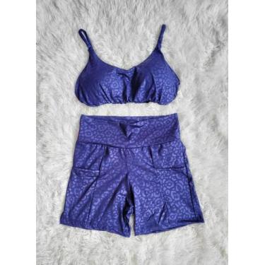 Imagem de Short Com Bolso e Top com bojo Conjunto Academia Fitness - Pijamas Viç