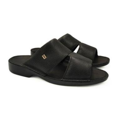 Imagem de Sandália Samello Uno Chinelo Couro Natural Anatômico - Preto-Masculino