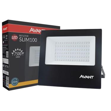 Imagem de Refletor LED Avant Slim Amarelo 3000K 7500 Lúmens - 100W, Bivolt, Preto