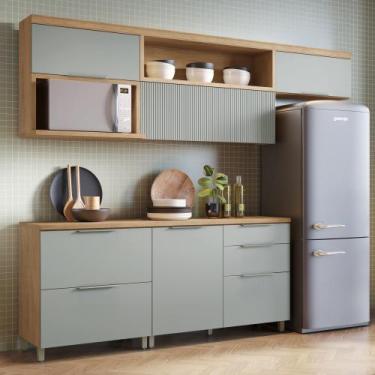 Imagem de Cozinha Modulada 5 Peças Ripado 100% Mdf Marquesa - Nesher Móveis