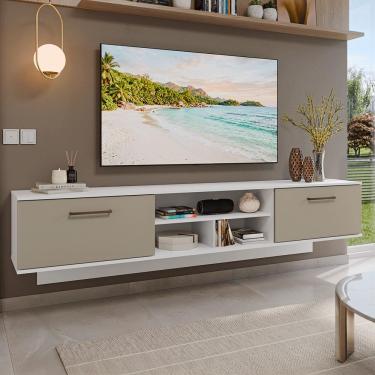 Imagem de Rack Suspenso para TV até 80 Polegadas 218 cm 2 Portas Branco/Crema Agata Madesa