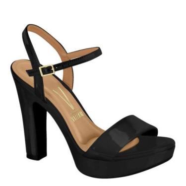 Imagem de Sandália Feminina Meia Pata Salto Grosso Vizzano 6292200 - Preto Verni