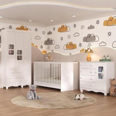 Imagem de Quarto De Bebê Completo Com Berço 3 Em 1 Para Colchão 130x60cm Luna Mu