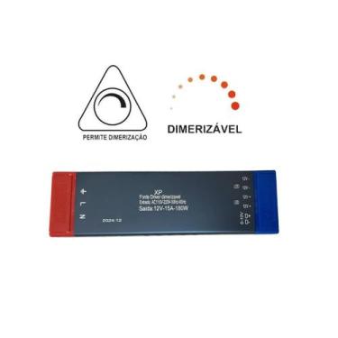 Imagem de Fonte Driver 15A Dimerizavel Slim 12V 180W Fita LED - MTX LED