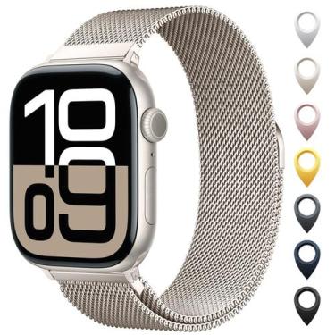 Imagem de Pulseira de relógio OULUOQI em malha de aço inoxidável Apple 38-49mm