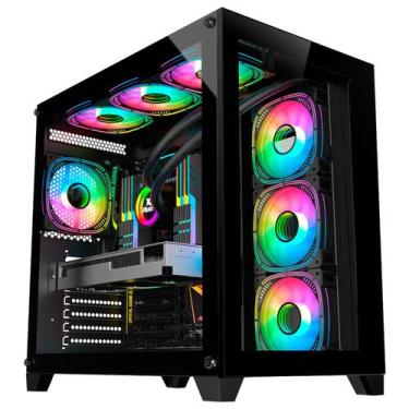 Imagem de Gabinete Gamer Aquário K-MEX Space CG-P2R4, Frontal e Lateral em Vidro