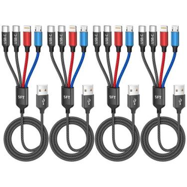 Imagem de Cabo de Carregamento IDISON 4 em 1 USB-C Duplo 1,5 m, Kit com 4 Unidad